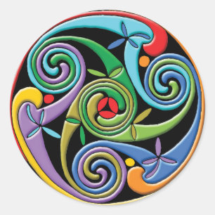 Mooie Keltische mandala met kleurrijke kronkels Ronde Sticker