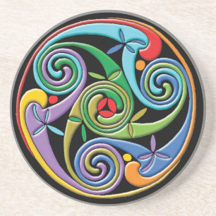 Mooie Keltische mandala met kleurrijke kronkels Zandsteen Onderzetter