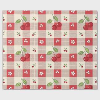 Mooie Kersen Gingham Inpakpapier