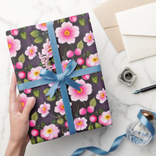 Mooie kersenbloesem rood, blauw, geel  cadeaupapier