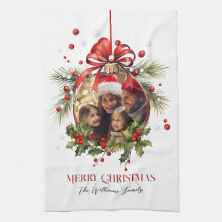 Mooie Kerst Bauble Lijst Familie Feestdagen Theedoek