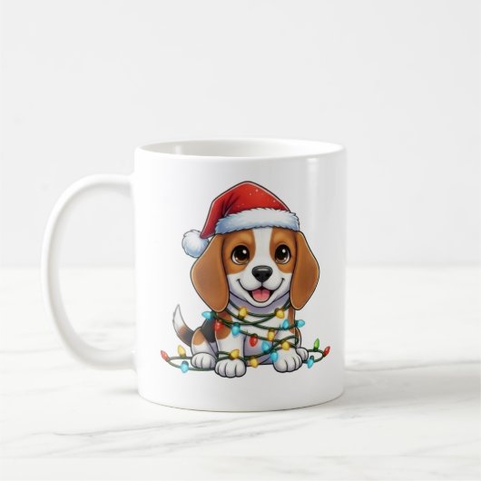 Mooie Kerst Beagle Mok (Links)