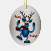 Mooie kerst blauw rendier keramisch ornament (Rechts)
