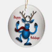 Mooie kerst blauw rendier keramisch ornament (Links)
