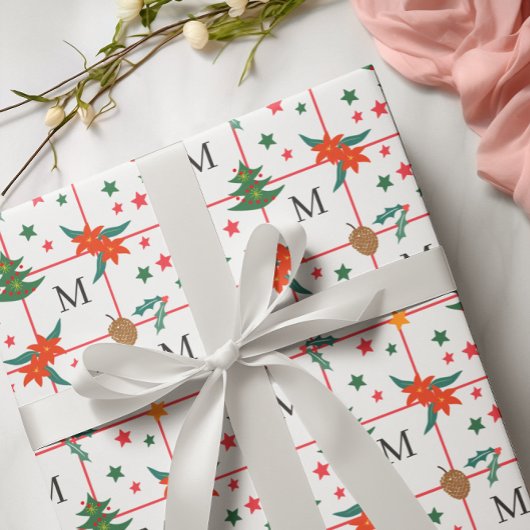 Mooie kerst element naadloos patroon monogram cadeaupapier