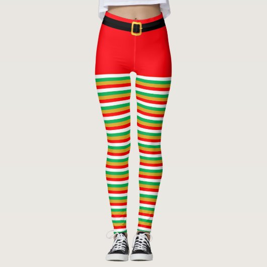 Mooie Kerst Elf Gestreepte legging (Voorkant)