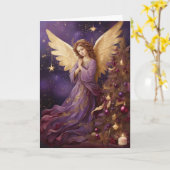 Mooie Kerst Engel Custom Bericht Kaart (Gele Bloem)