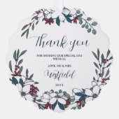 Mooie Kerst Florals Bruiloft Dank u Ornament Kaart (Voorkant)