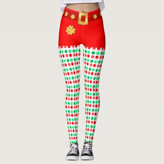 Mooie kerst gestippelde leggings (Voorkant)