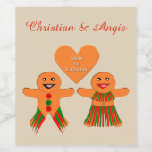 Mooie Kerst Gingerbread Koppel Custom Wijn Etiket (Enkel label)