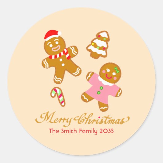 Mooie Kerst Gingerbread Persoonlijke Sticker (Voorkant)