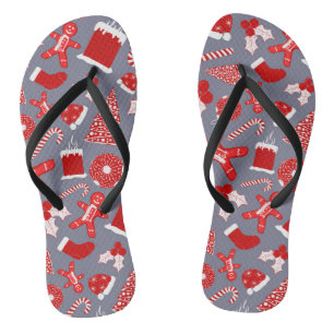 Mooie Kerst Illustraties Kerstmis Patroon Teenslippers