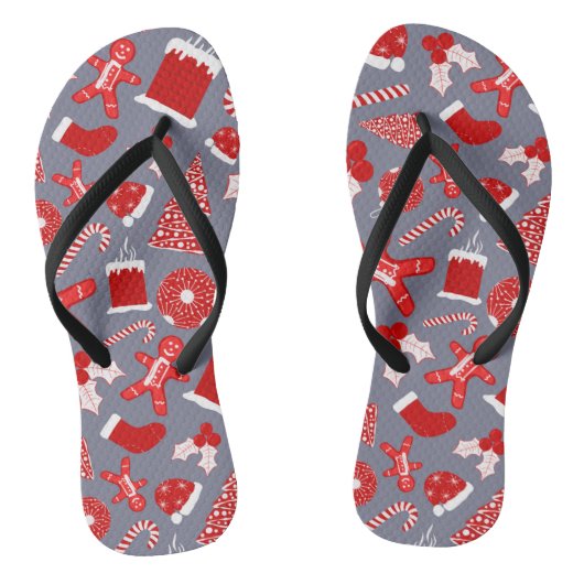 Mooie Kerst Illustraties Kerstmis Patroon Teenslippers (Voetbed)