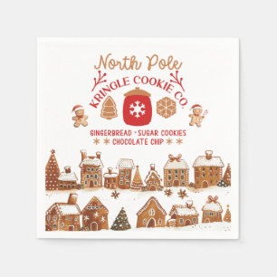 Mooie Kerst Kerstdag Huizen Koekjes Servet