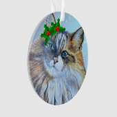 Mooie kerst Noorse bos kat Holly Ce Ornament (voorkant)