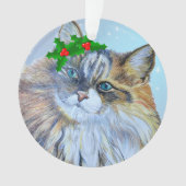 Mooie kerst Noorse bos kat Holly Ce Ornament (voorkant)