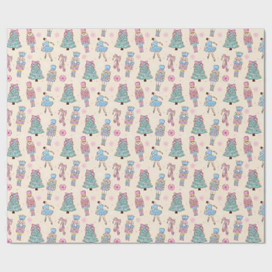 Mooie Kerst Notenkraker Ballerina Patroon Cadeaupapier (Vlak)