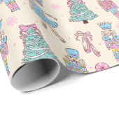 Mooie Kerst Notenkraker Ballerina Patroon Cadeaupapier (Rol Hoek)
