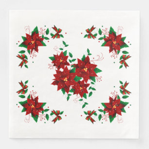Mooie Kerst Rode Bloemen Papieren Servetten