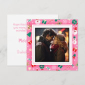Mooie Kerst Roze Fotolijst Feestdagenkaart (Voorkant / Achterkant)