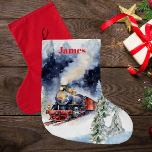 Mooie kerst trein kous - gepersonaliseerd grote kerstsok