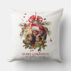 Mooie Kerstbal Frame Familie Feestdagen Kussen