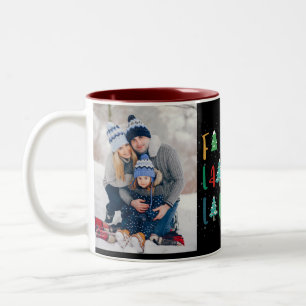 Mooie kerstbomen cadeau gepersonaliseerde foto roo tweekleurige koffiemok
