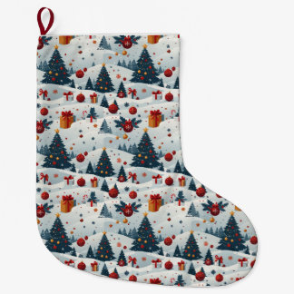 Mooie kerstbomen patroon inpakpapier grote kerstsok