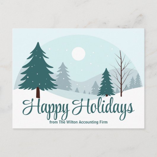 Mooie kerstbomen winter sneeuw bedrijf feestdagenkaart (Voorkant)