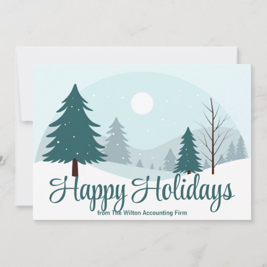 Mooie kerstbomen Winter Sneeuw Zakelijk Feestdagenkaart (Voorkant)