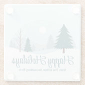 Mooie kerstbomen wintersneeuw landschap glazen onderzetter (Achterkant)