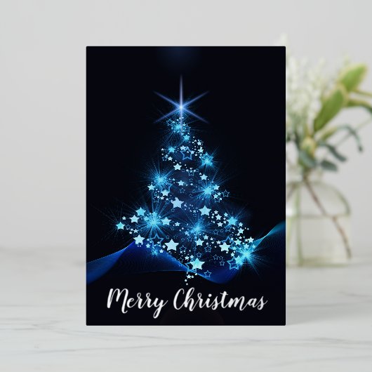 Mooie kerstboom folie feestdagenkaart (Staand Voorkant)