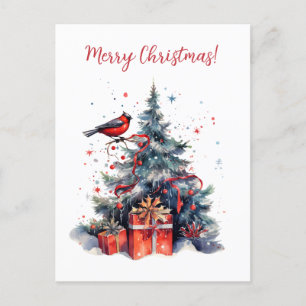 Mooie Kerstboom met Vogel Graphic Briefkaart