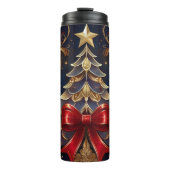 Mooie kerstboom rood lint ontwerp thermosbeker (Voorkant)