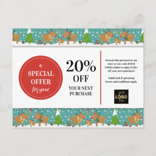 Mooie Kerstelandiren Aangepaste Coupon Korting Briefkaart