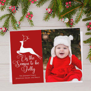 Mooie kerstfoto van Red Reindeer Briefkaart