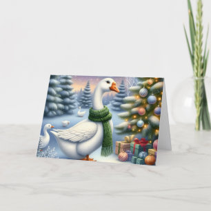 Mooie Kerstganzen Feestdagen Kaart