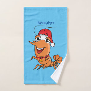 Mooie kerstgarnalen cartoon illustratie bad handdoek