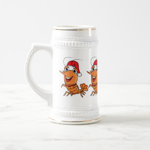 Mooie kerstgarnalen cartoon illustratie bierpul