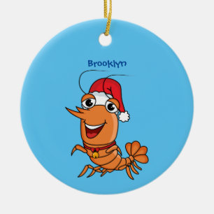 Mooie kerstgarnalen cartoon illustratie keramisch ornament