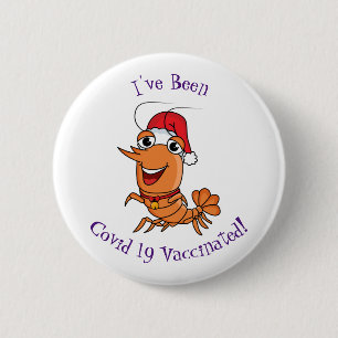 Mooie kerstgarnalen cartoon illustratie ronde button 5,7 cm