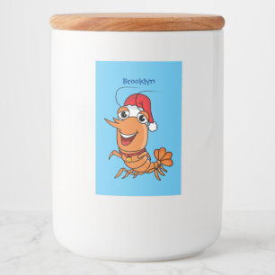 Mooie kerstgarnalen cartoon illustratie voedselcontainer etiket
