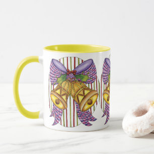 Mooie kerstjingelklokken met lint en strik mok