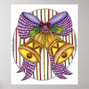 Mooie kerstjingelklokken met lint en strik poster