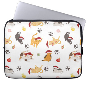 Mooie Kerstkat Patroon Laptop Sleeve