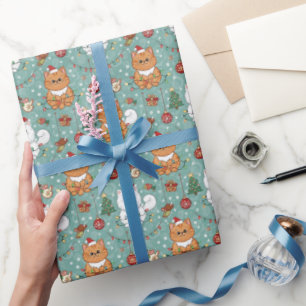 Mooie Kerstkatten Feestelijk Inpakpapier