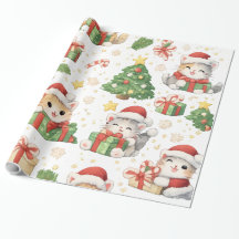 Mooie Kerstkatten Inpakpapier