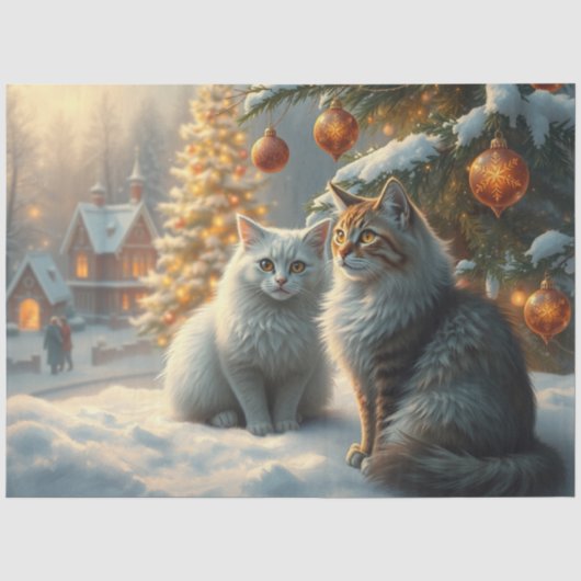 Mooie Kerstkatten Vloeipapier Tissuepapier (Voorkant)