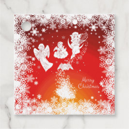 Mooie kerstkerstfeestjes-witte sneeuw-rood bedankjes labels