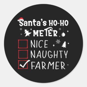 Mooie kerstkerstkerstlijst voor Naughty Farmer Far Ronde Sticker